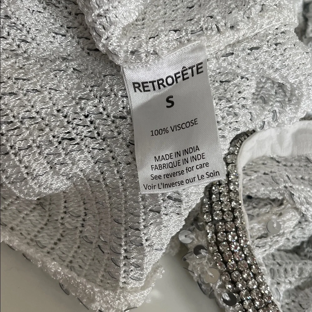Retrofete Morgan Crystal and Sequin Embellished Cutout Crochet Maxi Dress Size S - Picture 10 of 10